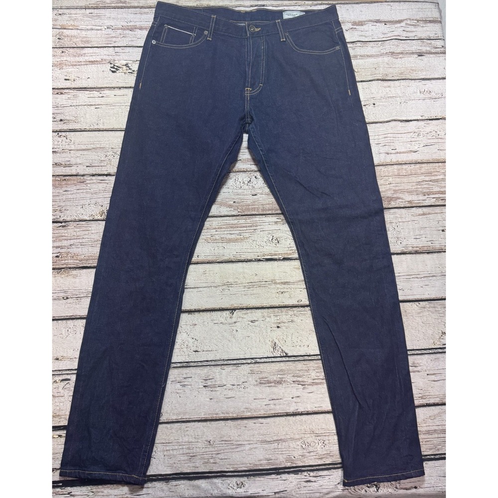 Frank & Oak Selvedge Denim Jeans Mens 36x34 Dark Wash Cooper Slim Straight